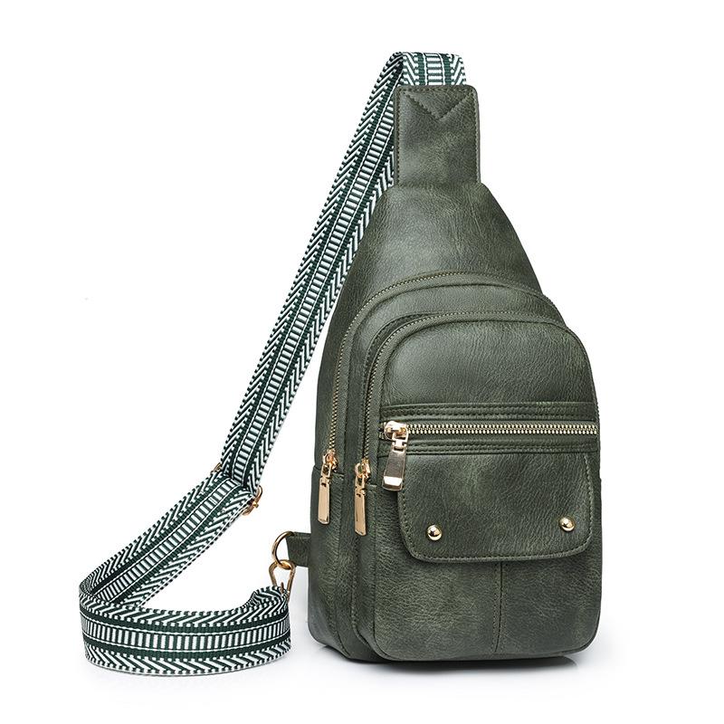 

Нагрудная сумка большой емкости, женская сумка через плечо, кожаная нагрудная сумка зелёный