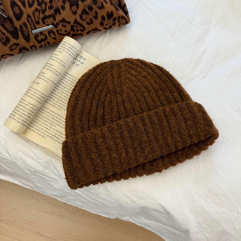 

Теплая вязаная шерстяная шапка Осень/Зима: Стильная шапка-бини в корейском стиле для женщин