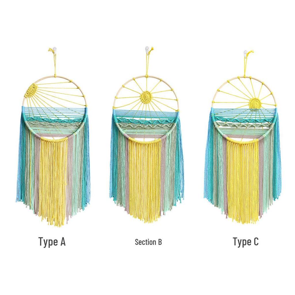 Hand-Woven Cotton Rope Sunrise Sunset Wall Tapestry for Room Décor