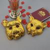 Animal Leopard Face Cover Golden Adjustable Party Ball Mask with Elastic Bands Plastic Costume Cosplay Mask Masquerade Props
