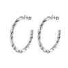 Trendy Titanium C-Shaped Stainless Steel Twisted Wire Earrings