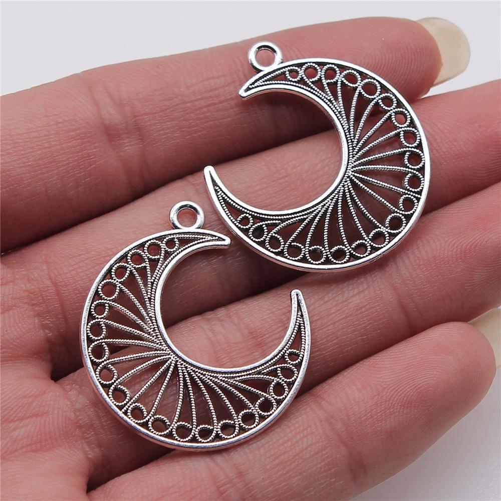5pcs Moon Pendant Charms For Jewelry Making DIY Handmade Craft Antique Jewelry Making