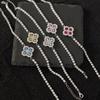 Hw Bracelet Loop Four-Leaf Clover Bracelet Women'S Light Luxury Niche Full Of Diamond Snowflake Hand Jewelry Ins Cold Wind High Sense