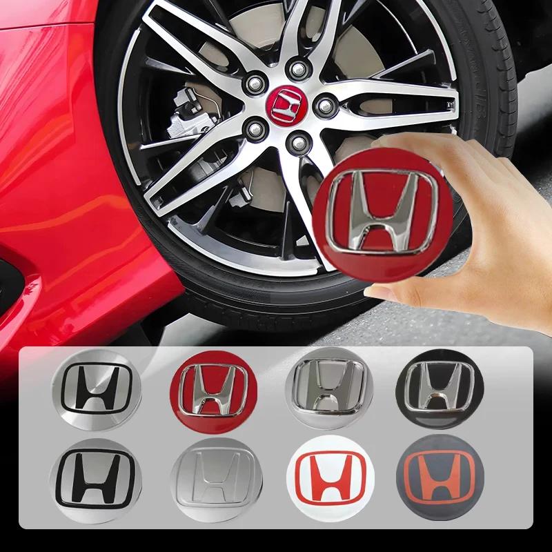 4Pcs Car Wheel Hub Center Cap Metal Emblem Stickers For Honda Civic Accord Fit City Vezel CRV Odyssey Pilot Jazz Prelude Insight