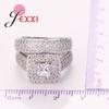 Classcial 925 Silver Wedding Ring Sets For Women Bijoux For Lady Vintage Luxury CZ Crystal Jewelry Accessories