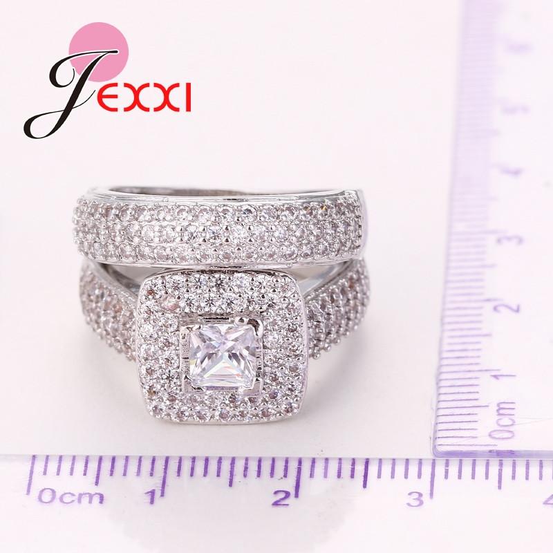 Classcial 925 Silver Wedding Ring Sets For Women Bijoux For Lady Vintage Luxury CZ Crystal Jewelry Accessories