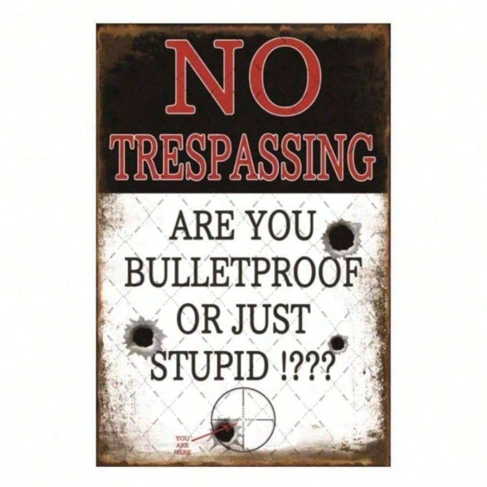 Vintage Metal Tin Sign No Trespassing Warning Plague Retro Wall Decor