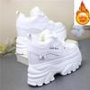 Fashion 12CM New Synthetic Leather Plush Winter High Brand Autumn Spring Daddy Tide Warm Platform Fashion Comfy Hidden Heels Shoes