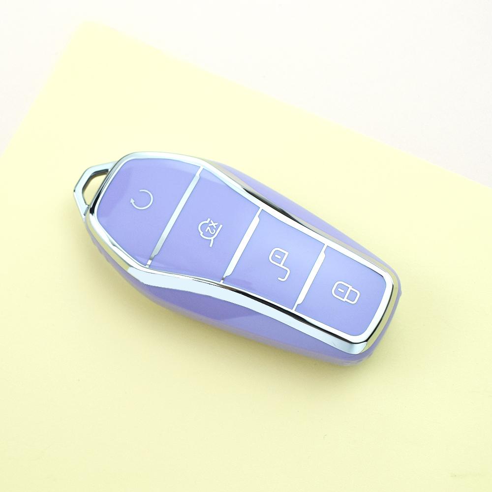 

Silver Edge Auto Shell Key Protector Fob Interior Accessories for BYD Tang DM Song Qin Han EV 2018-2022 Soft Car TPU Car Key Case Cover фиолетовый
