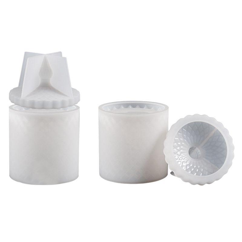 

M-Modern-2 Piece Glazed Storage Christmas Candy Storage Mould Crafts DIY Crystal Drip Rubber With Lid белый