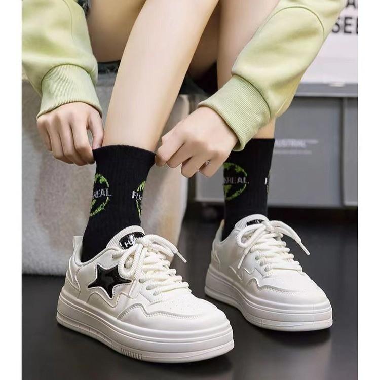 Muffin Thick-soled Star Little White Shoes Women's Korean Spring and Autumn New Versatile Small Sports and Leisure Board Shoes Tide