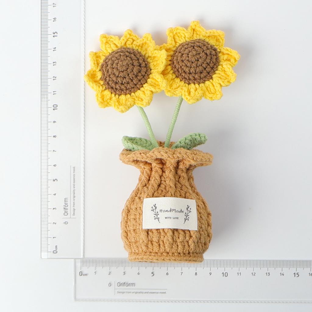 Retro Crochet Sunflowers Artificial Flowers Decoration Handwoven Crochet Plants Kintted Flower Table Decor