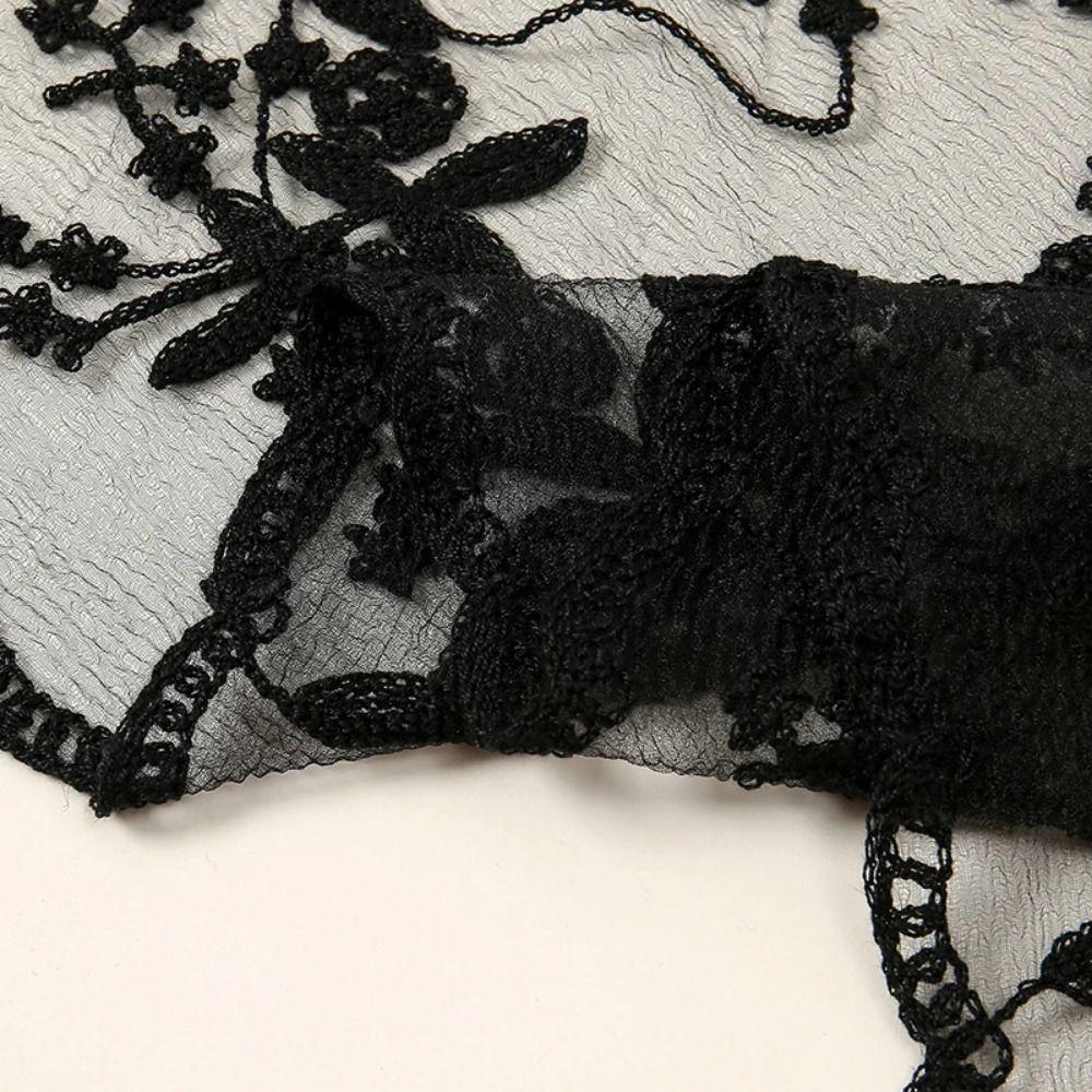 Thin Ins Lace Hair Scarf Breathable Retro Triangle Headband Flower Embroidery Headscarf  Ladies