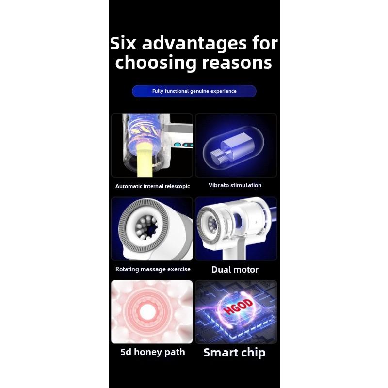 Thor Masturbator Male Automatic Handheld Telescopic Rotating Vibration Double Pass Masturbator Trainer