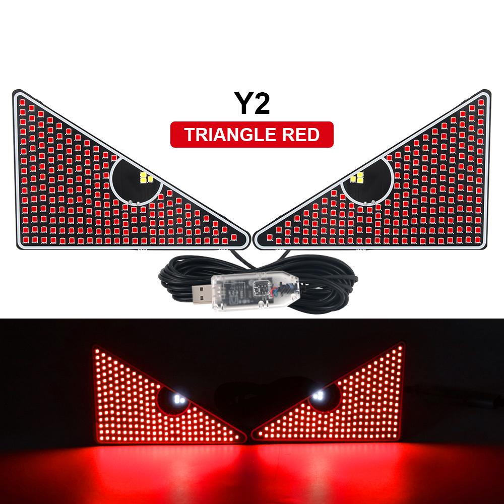 2Pcs Car LED Decorative Light Devil's Eye Strobe USB Red Plug-in Devil Eye Atmosphere Lamp Rear Warning Lamp for Car Windshield