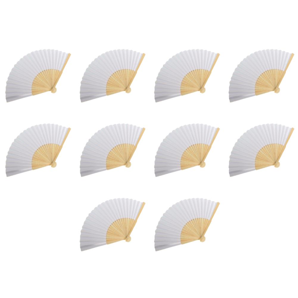 

10/20/30Pcs Blank White DIY Paper Decorative Fans Hand Practice Paper Fan Portable Hand-painted for Drawing Dance Cosplay Props