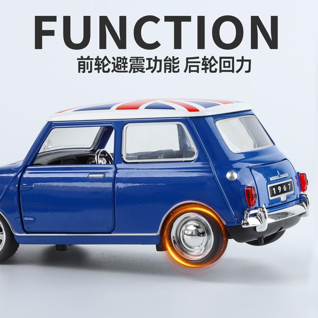 1:32 BMW Morris Mini Cooper 1967 Classic Racing Alloy Metal Diecast Model Car Desktop Display Collectible Ornament Holiday Gifts