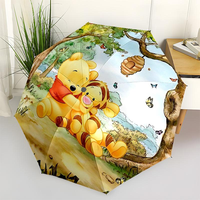 

Winnie and friends Themed Travel Umbrella-8 Ribs Automatic Opening and Closing, Portable Folding Design, Compact and Stylish Umbrella