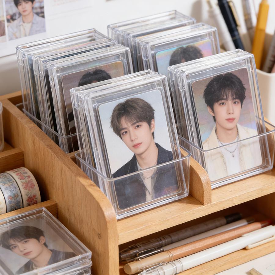 9pcs Hard Acrylic Transparent Card Storage Box Star Card Collection Accessories Toploader Sleeves Clear Rigid Protectors