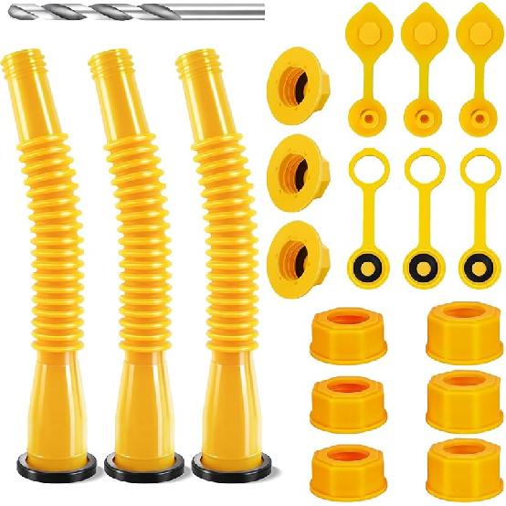 Gas Can Spout Replacement, Anti-Spill Gas Can Nozzle Replacement, 2-Kit Upgraded Spouts No Leaky With Flexible Nozzle, Can Vent Caps, Fit For Most