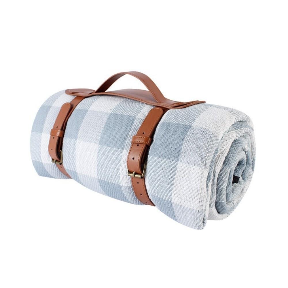 Foldable Travel Picnic Mat Thick Leather Strap Picnic Blanket Portable Moisture Proof Mat