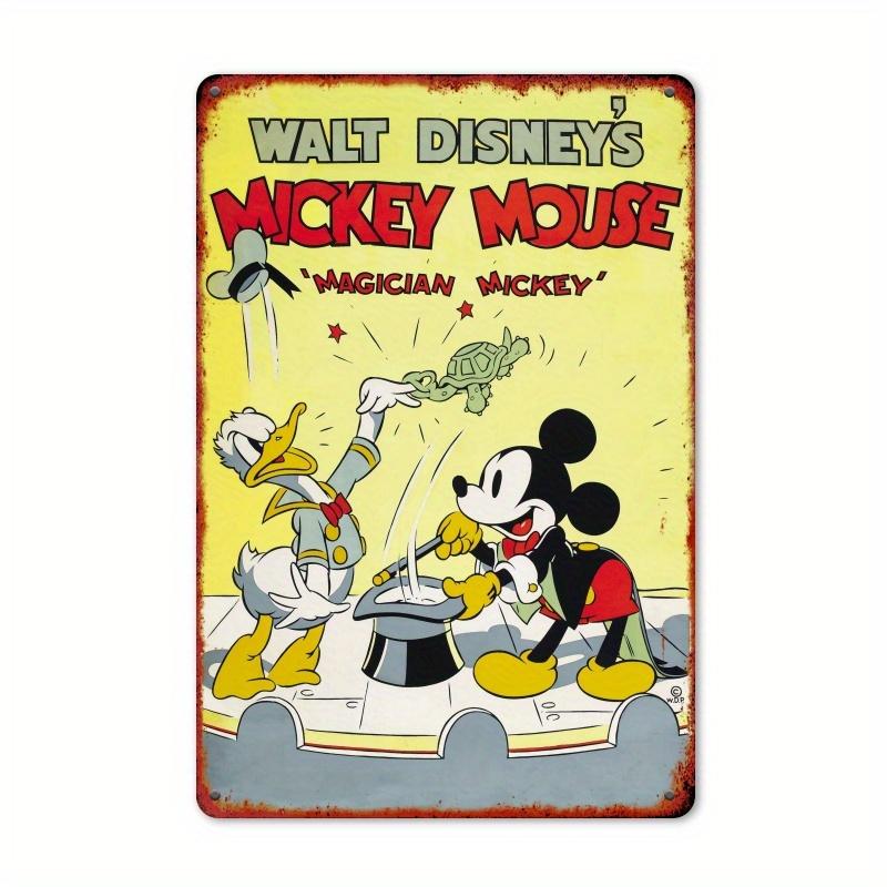 1pc Disney Mickey Mouse & Donald Duck Magician Tin Sign, Vintage Iron Wall Art for Bar, Cafe, or Entertainment Room Decor