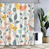 1Pcs Cartoon Watercolor Spring Flowers Eucalyptus Leaves Butterfly Shower Curtain, Machine Washable, Polyester Fabric