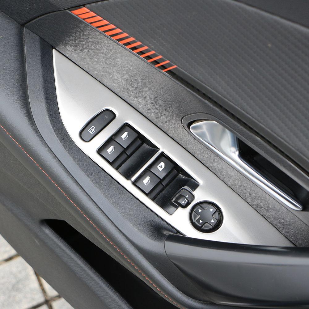 4pcs Armrest Window Rise Lift Control Switch Panel Cover for Peugeot 2008 2020 - 2022 LHD Door Lock Decoration Trim Accessories LHD