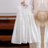 Girls White Cotton Princess Vest Dress Summer Breathable Sleeveless Party Gown For Big Kids Elegant Casual Sundress