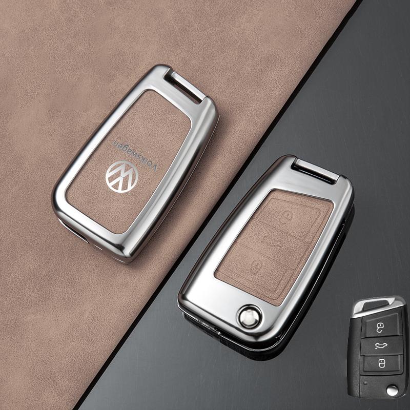Für VOLKSWAGEN VW Zinklegierung Leder Auto Schlüsselhülle Schlüsselanhänger Hülle Tasche Für Volkswagen VW Polo Golf 7 MK7 Tiguan Touran Passat Lav