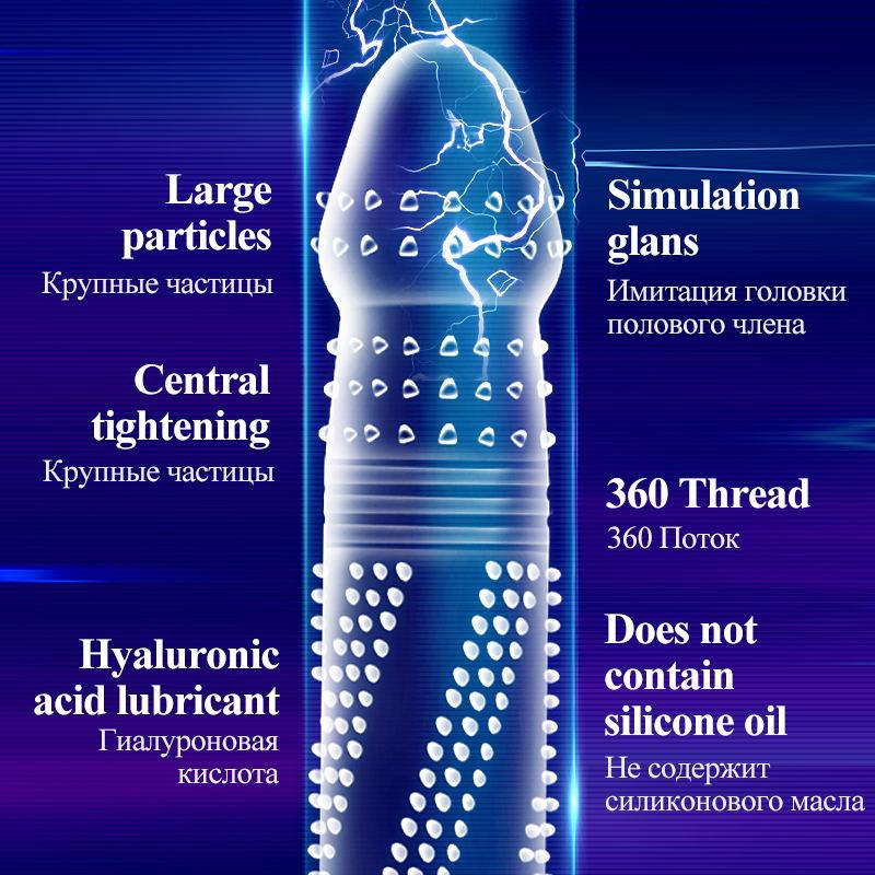 ELASUN Condoms G Spot Stimulate Ultra Thin Hyaluronic Acid Lubricant Penis Sleeve Sex Toys