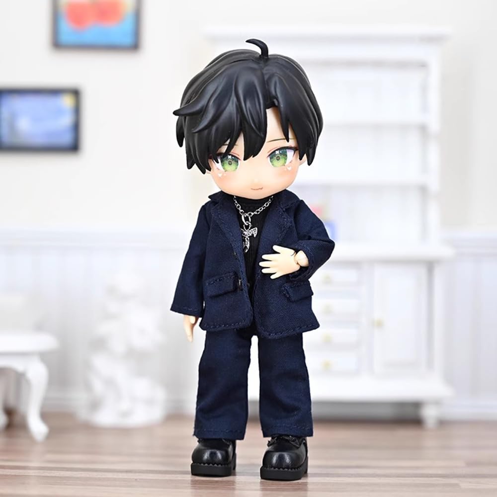 Obitsu 11 OB11 Size Costume Obitsu Doll 11cm Body Loose Suit Set Top and Bottom Necklace Set 4 Colors T-shirt 4-piece (navy)