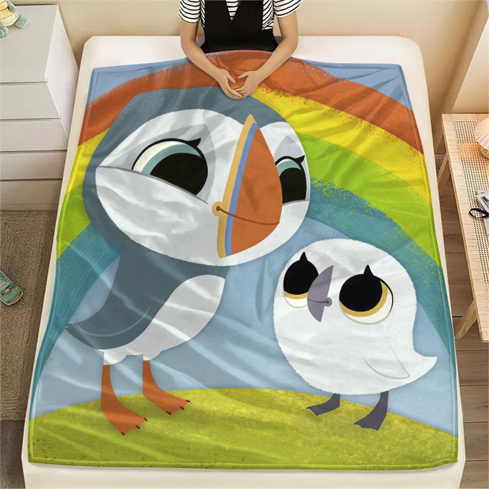 1PC Puffin Rock Joy Blanket, High quality Comfortable for All Seasons, Home Decor, Warmth and Comfort