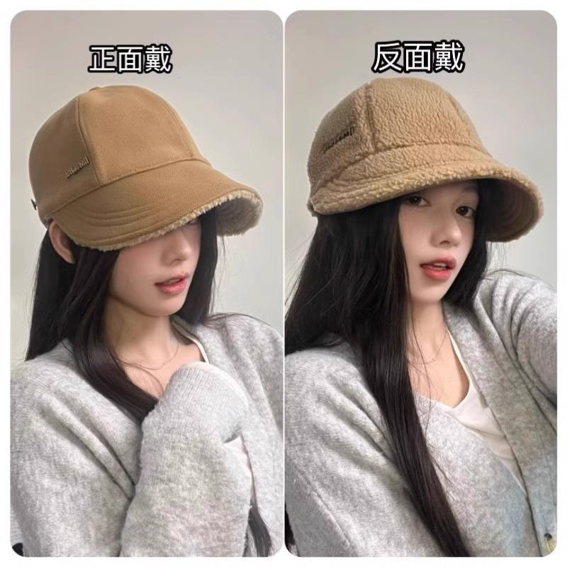 Ruth s same plain plush cap children s winter new warm face cover face small bucket hat double-sided wear хаки