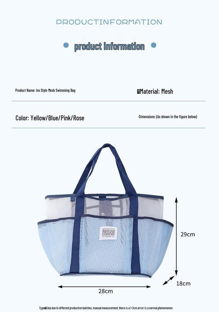 Large Capacity Mesh Toiletry Bag with Multi Pockets for Travel and Beach