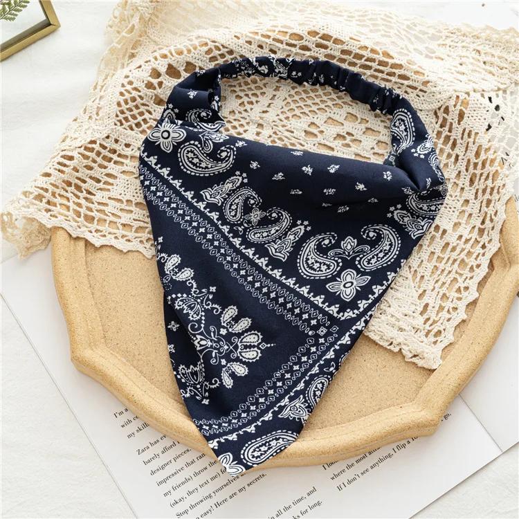 Bohemia Women Bandana Hair Scarf Summer Vintage Printted Chiffon Head Scarf Elastic Hair Bands Headwear Turban Femme