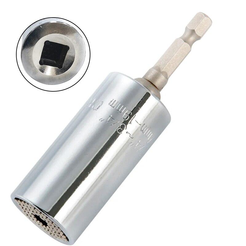 Multifunctional Silvery 7 To 19mm Magic Socket Multi Purpose Wrench Extension Rod Electric Hand Drill Screw Tool Set