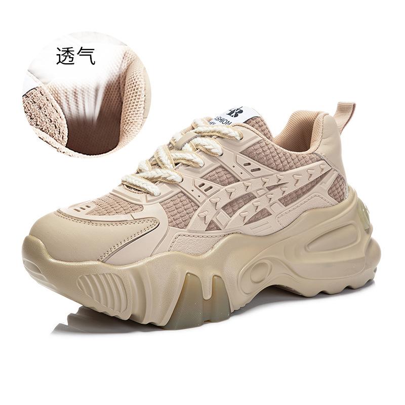 Suction film sole leather dad shoes women's 2025 spring new women's shoes children's versatile platform running sneakers women