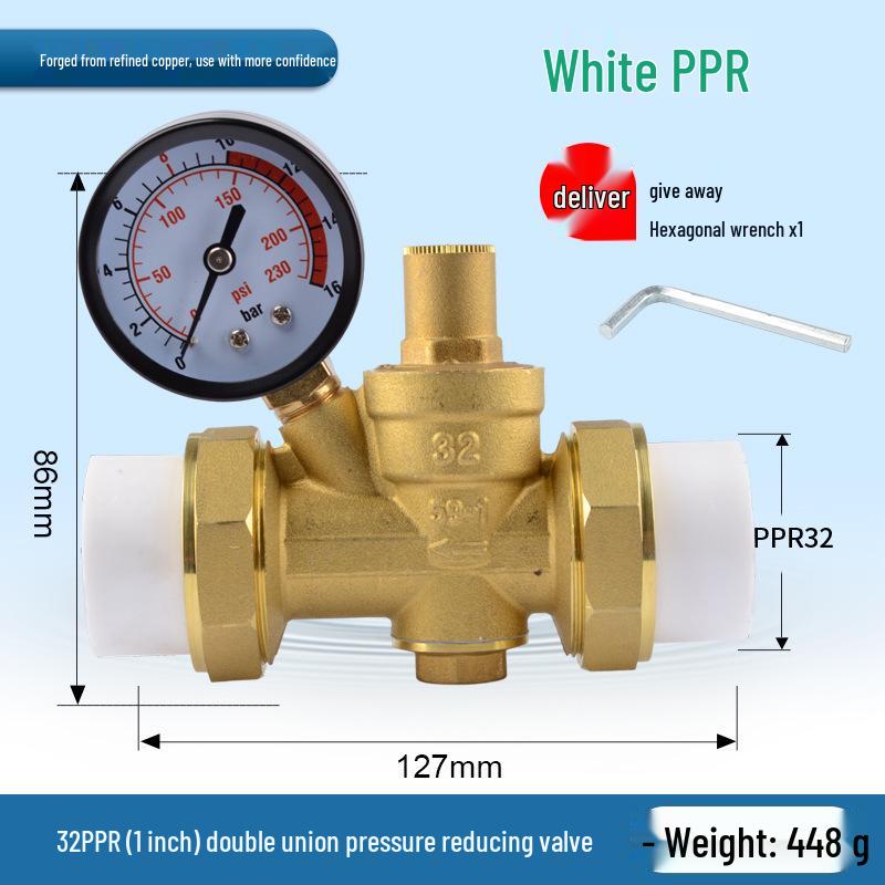 Water Pipe Pressure Reducing Valve for Home Heaters - PPR20/25/32, 4-Point PE Fitting