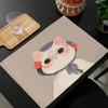 Healing Cat Linen Fabric Insulation Western Food Mat Geometric Tableware Mat Holiday Table Decoration Dish Drying
