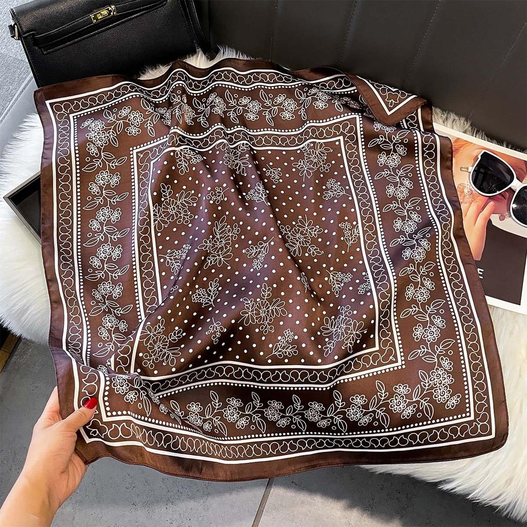 New Paisley Print Silk Scarf For Women Square Hijab Soft Neck Tie Female Fashion Decoration Silk Headscarf 70*70Cm Kerchief