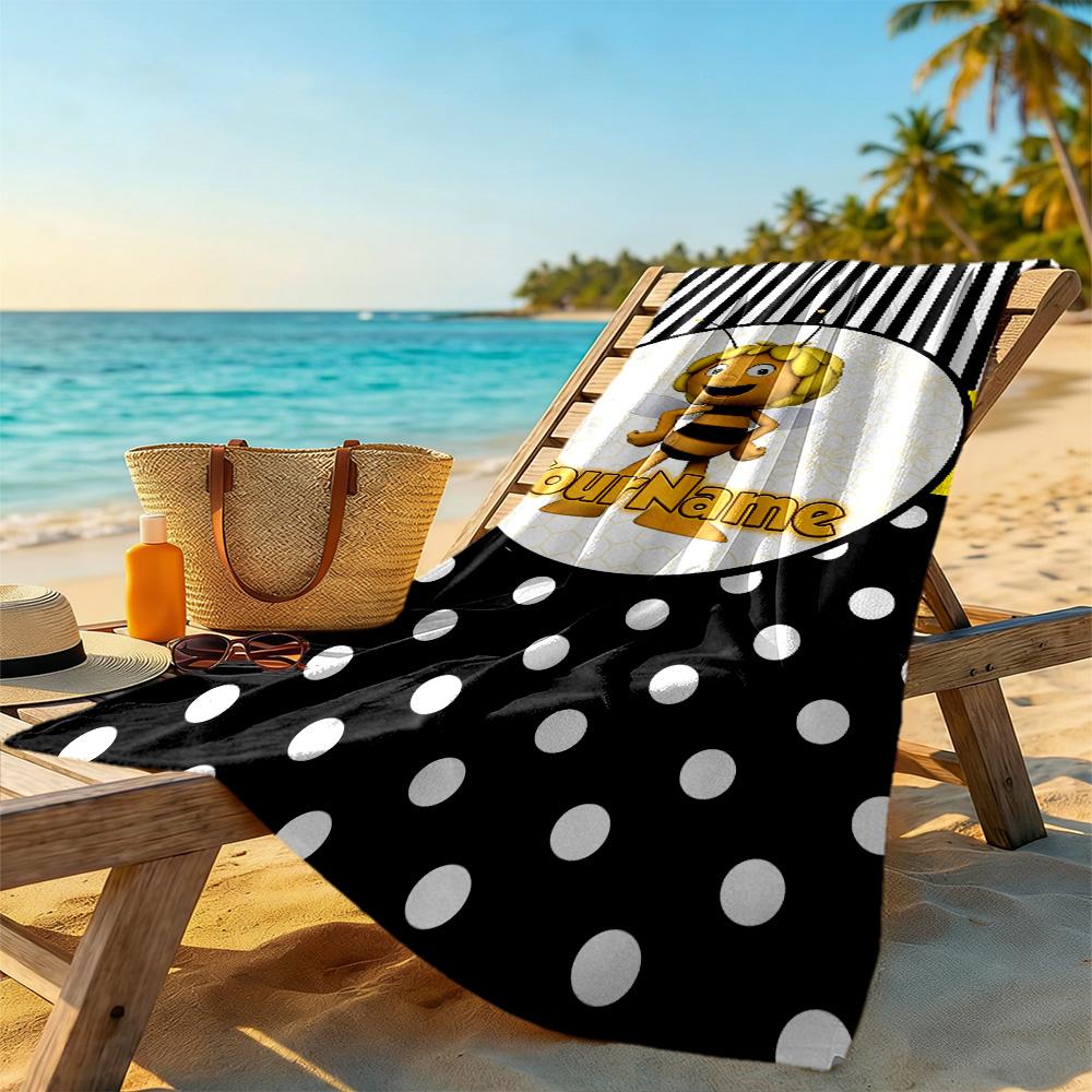 Biene Maja Personalized Text Beach Towel High Absorbency & Quick-Dry Perfect for Traveling Yoga Camping and Swimming