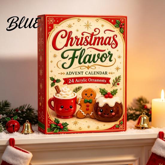 Holiday Countdown Gift 2026 Christmas Characters Advent Calendar 24-Day Food Theme Ornament Set Stocking Stuffers 2D Acrylic Hanging Decor for Tree,