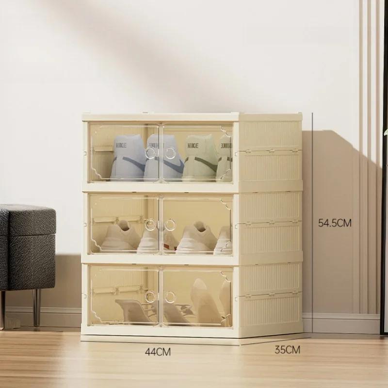 

Прозрачный утолщенный пластиковый обувной ящик - Многослойный складной органайзер для хранения кроссовок, пыленепроницаемый, штабелируемый, стеллаж-кабинет