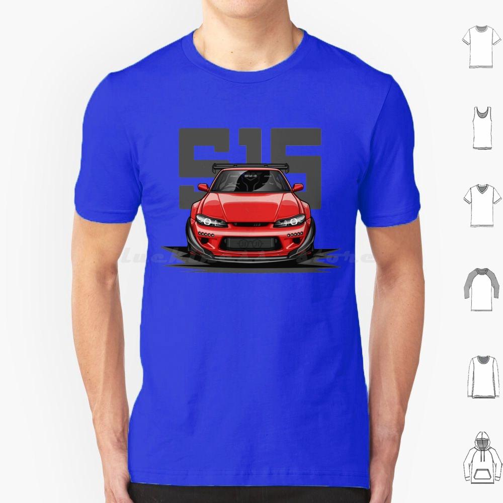 Silvia S15 Front  Candy Red  T Shirt 6xl Cotton Cool Tee Car Automotive Racing Vehicle Race Cool Sports Supercar Fitment Man