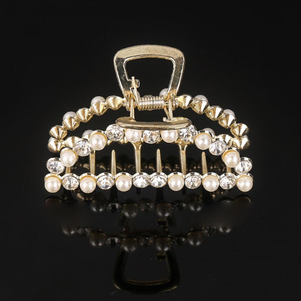 Women Girls Pearls Solid Beads Hair Claws Elegant Metal Barrettes Headwear Hairpins Horsetail Hair Clips Hair Crab Accessories