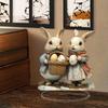 Easter Bunny Ornament Flat Acrylic Ornament Rabbit House Single Desktop Home Office Garden Ornament Yard Decoration Gift