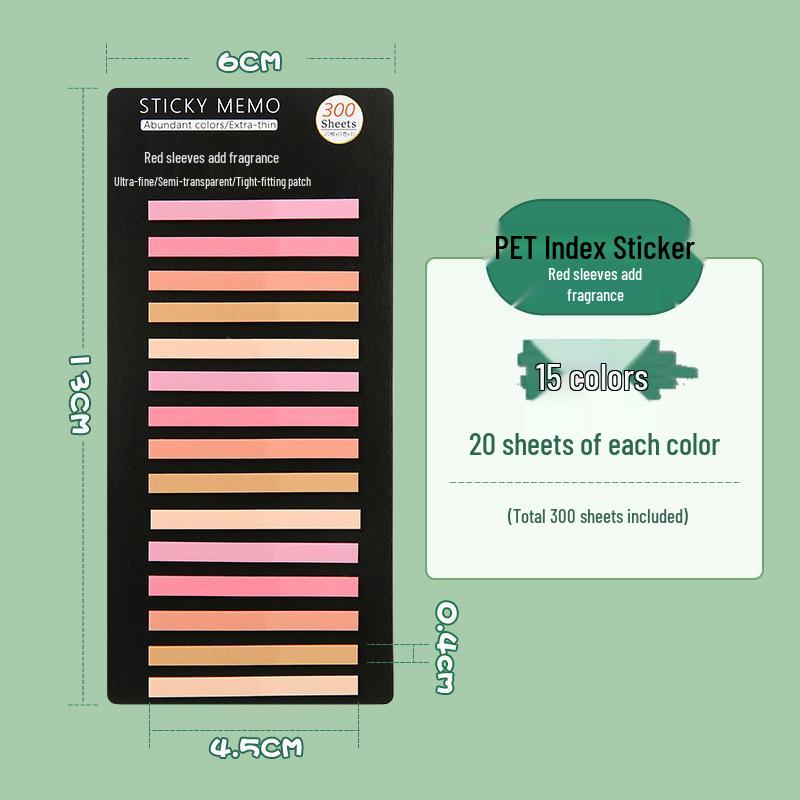 300 Translucent Ultra-Thin PET Index Tabs: Color-Coded Sticky Notes for Marking & Fluorescent Messages