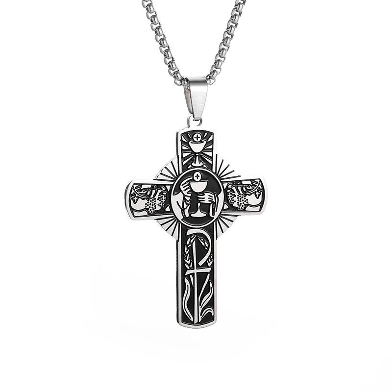 Heiliger Körper Heiligenschein Traubensaft Kreuz Halskette Edelstahl Heiliger Geist Kirche Kette Schmuck