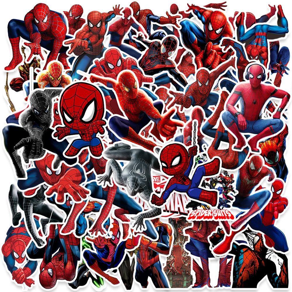 HOT 50pcs Cartoon Cool SpiderMan Stickers DIY Skateboard Fridge Motorcycle Luggage PVC Waterproof Sticker Kids Toy Gift